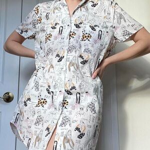 Graphic Print Button-Up Shirt